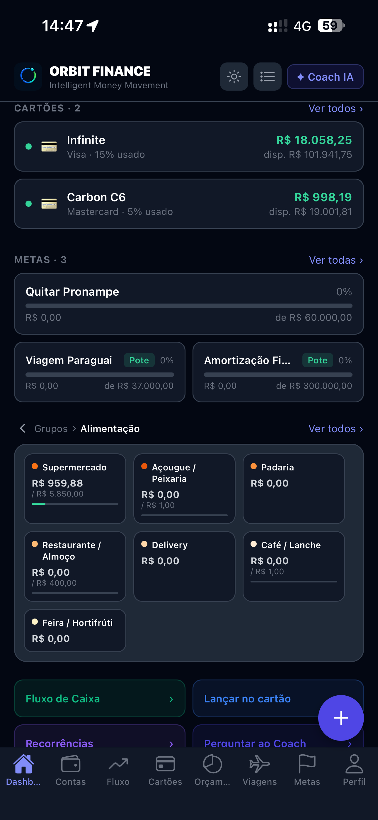 Desglose del grupo Alimentación en Orbit Finance